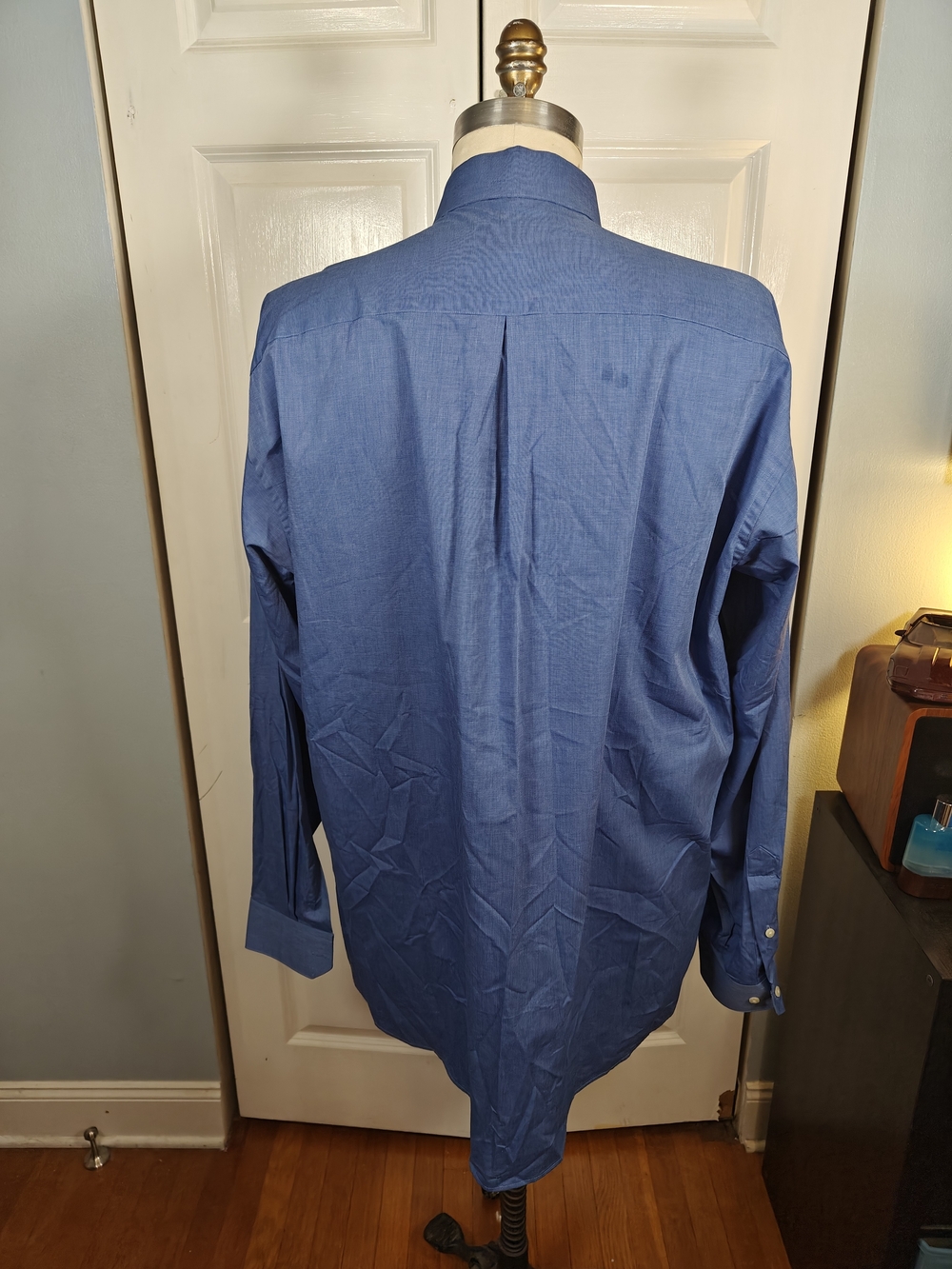 NWT Joseph & Feiss Mens 17.5x36/37 Solid Blue Cotton Blend Dress Shirt - Picture 7 of 9